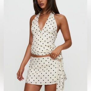 Princess Polly Beffanie Polka Dot Cream Mini Skort Set